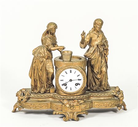 OROLOGIO DA TAVOLO IN METALLO DORATO - GILDED METAL TABLE CLOCK fine del XIX...