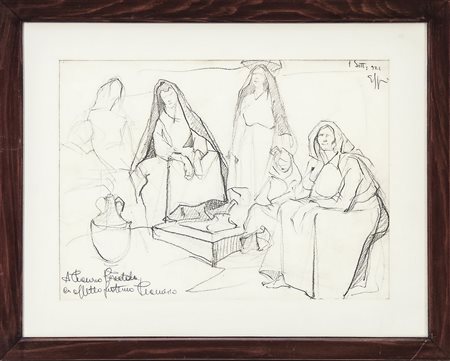 ENRICO SACCHETTI (1877-1969) Donne a riposo - Resting Women matita su carta -...