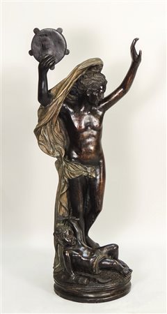 FIGURA MASCHILE CON TAMBURELLO E BAMBINO - MALE FIGURE WITH TAMBOURINE AND...