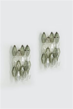 PAOLO VENINI<BR>Coppia di applaques mod. Poliedri