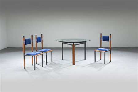 PIRAS FLAVIO<BR>Lotto composto da tavolo con  tre sedie