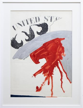 Franco Angeli, Half Dollar, 1966, tecnica mista su carta, cm 70x50, opera in...