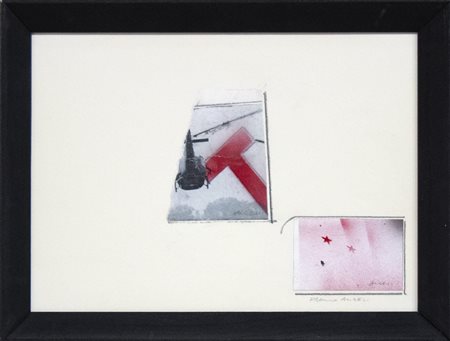 Franco Angeli, Senza titolo, anni Settanta, tecnica mista su carta, cm 24x32,...