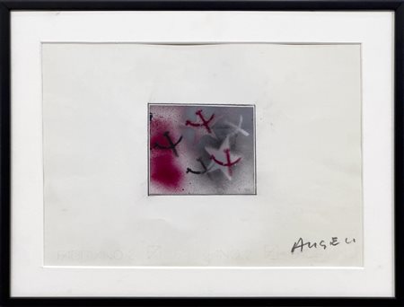 Franco Angeli, Senza titolo, anni Settanta, tecnica mista su carta, cm 24x34,...