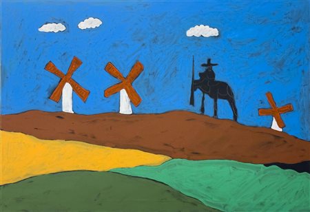 Tano Festa, Don Chisciotte, 1986, acrilico su tela, cm 90x130, opera...