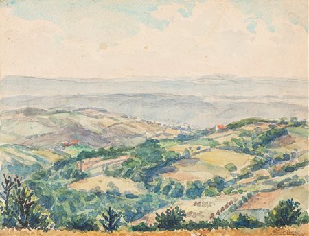 Eugenio Cecconi (Livorno 1842-Firenze 1903)  - Colline toscane, 1898
