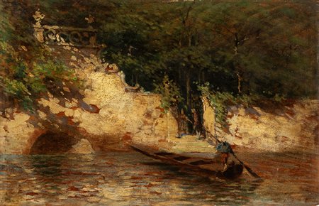 Tranquillo Cremona (Pavia 1837-Milano 1878)  - Scena neosettecentesca