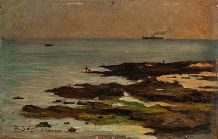 Antonio Salvetti (Colle Val D'Elsa 1854-1931)  - Marina a Livorno, 1925
