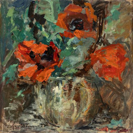 Luigi Mantovani (Milano 1880-1957)  - Vaso di papaveri