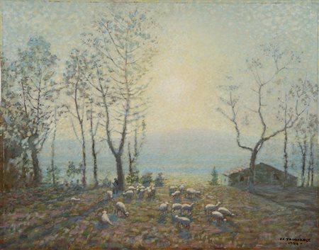 Carlo Costantino Tagliabue (Bresso 1880-Milano 1960)  - Al tramonto, 1944