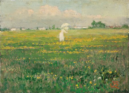 Emilio Quadrelli (Milano 1863-1925)  - L'ombrellino bianco