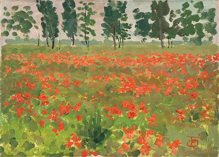 Emilio Quadrelli (Milano 1863-1925)  - Campo con papaveri