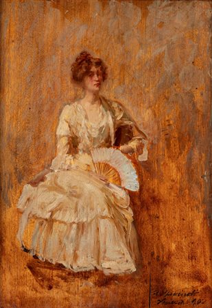 Ascanio Chiericati (Vicenza 1866-Roma 1913)  - Donna con ventaglio, 1902