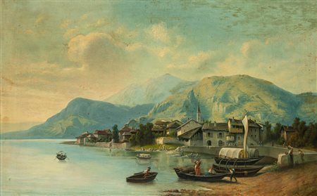 Scuola lombarda, secolo XIX - Veduta di Omegna