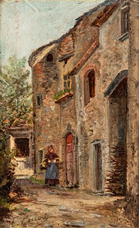 Eugenio Cecconi (Livorno 1842-Firenze 1903)  - Borgo toscano