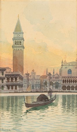 Paolo Sala (Milano 1859-1924)  - Venezia, bacino di San Marco