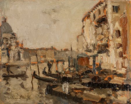 Domenico De Bernardi (Besozzo 1892-1963)  - Pioggia a Venezia, 1928