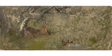 Pompeo Mariani (Monza 1857-Bordighera 1927)  - Posa delle anitre Zelata, 1898