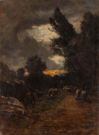 Antonio Fontanesi (Reggio Emilia 1818-Torino 1882)  - All'imbrunire