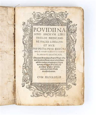 OVIDIUS PUBLIUS  AMORUM LIBRI TRES. DE MEDICAMINE FACIEI LIBELLUS ET NUX Venezia 1518