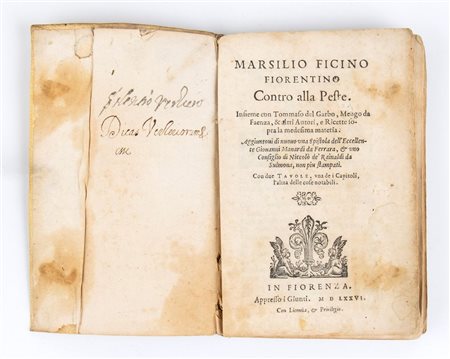 MARSILIO FICINO CONTRO ALLA PESTE. Firenze 1576 