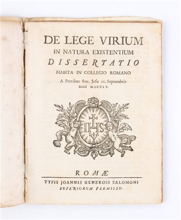 RUGGERO BOSCOVICH. DE LEGE VIRIUM IN NATURA EXISTENTIUM DISSERTATIO. Roma 1755 