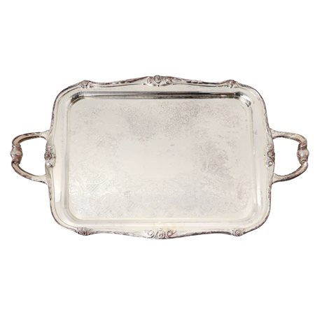 Vassoio con manici in sheffield bulinato a motivi floreali rinascimentali, 1881