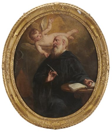 Gregorio Lazzarini "San Benedetto da Norcia (?)"
olio su tela ovale (cm 101x82)