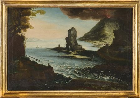 Artista fiammingo del secolo XVIII

"Marina con vulcano in eruzione"
olio su te