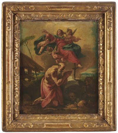 Francesco Fontebasso (Venezia 1707 - 1769) "San Girolamo"olio su tela (cm 33x28)in cornice antica (l