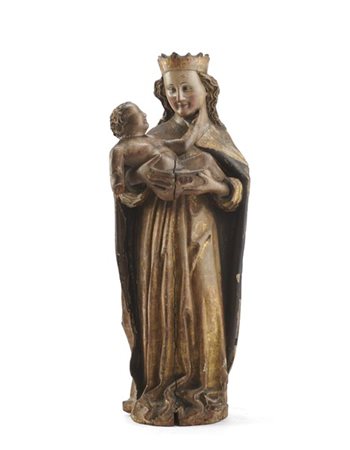 Scultore tedesco, fine secolo XV- inizio secolo XVI. "Madonna col Bambino", fig