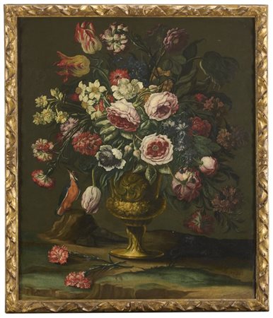 Scuola olandese del secolo XVII

"Vaso di fiori con garofanini e martin pescato