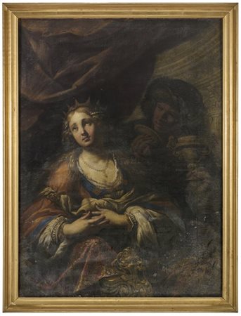 Girolamo Scaglia "Artemisia e Mausolo"olio su tela (cm 153,6x114,6)in cornice
