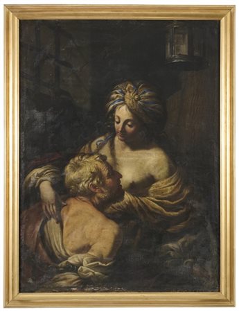 Girolamo Scaglia "La carità romana"olio su tela (cm 153,5x114,5)in cornice (di