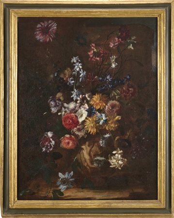 Artista romano della fine del secolo XVII

"Vaso di fiori istoriato"
olio su te