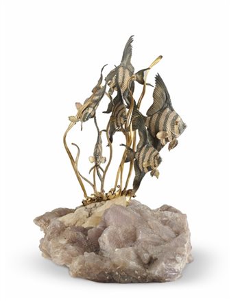 Ignoto del secolo XX. "Fondale marino", scultura in bronzo e bronzo brunito pog