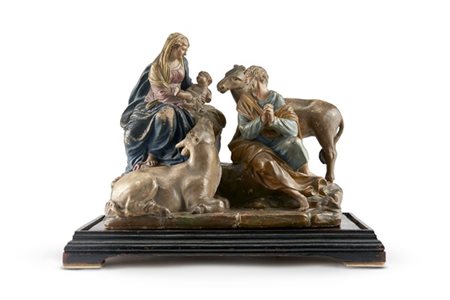 Arte emiliana, secolo XVIII. "Natività", gruppo presepiale in terracotta dipint