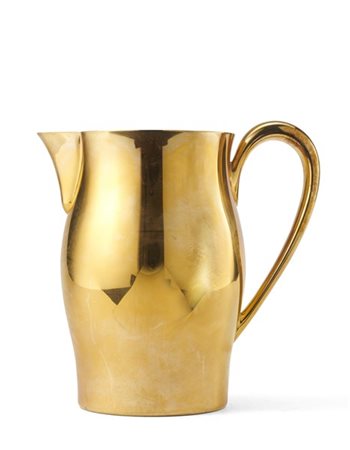 Caraffa in argento vermeil a corpo liscio, da disegno dell'argentiere Paul Reve