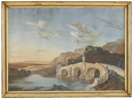 Giuseppe Bernardino Bison (attr.)

"Paesaggio con ponte"
tempera su carta (cm 56