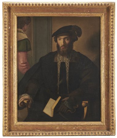 Da Parmigianino, secolo XVI"Ritratto di gentiluomo"olio su tela (cm 98x79)i