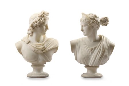 Scultore italiano della seconda metà del secolo XIX. Due busti in marmo 