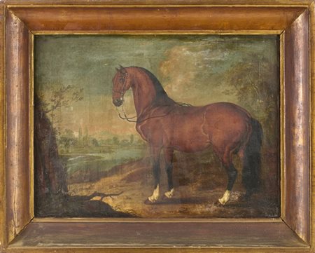 Scuola inglese del secolo XIXCoppia di dipinti ad olio su tela raffiguranti "