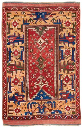 Tappeto Konya, Anatolia, inizio secolo XIX. Campo color rosso decorato da motiv