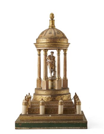 Manifattura italiana, secolo XIX. Tempietto con struttura in legno ricoperto pa