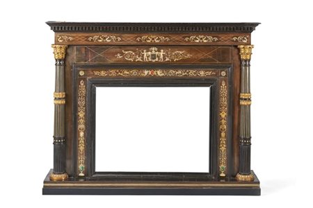 Ferdinando Pogliani (Lombardia, secolo XIX) (attr) 
Camino in legno con intarsi