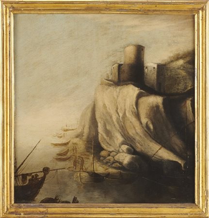 Filippo Napoletano (attr.)

"Marina con figure"
olio su lavagna (cm 31x29)
in co
