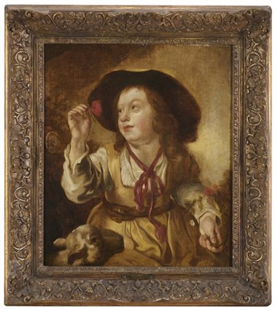 Cerchia di Jan van Noordt

"Pastorella con ghirlanda di fiori"
olio su tavola (