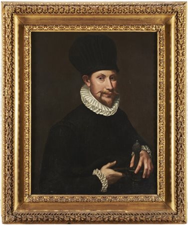 Maestro della fine del secolo XVI inizio secolo XVII "Ritratto di gentiluomo"olio su tela (cm 78
