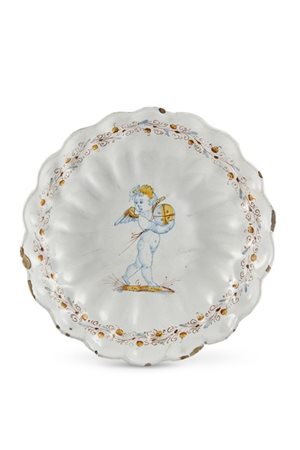 Manifattura di Faenza, secolo XIX. Crespina in maiolica bianca