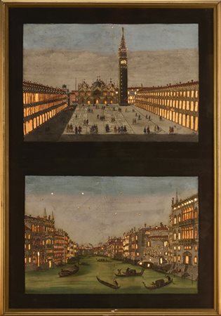 [vue d'optique] Due vedute ottiche raffiguranti "Venezia" montate in un'unica c